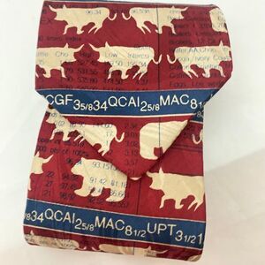 #5672 RM Style Red Bear Bull Stock Broker Wall Street Novelty Mens Tie 57x3.75